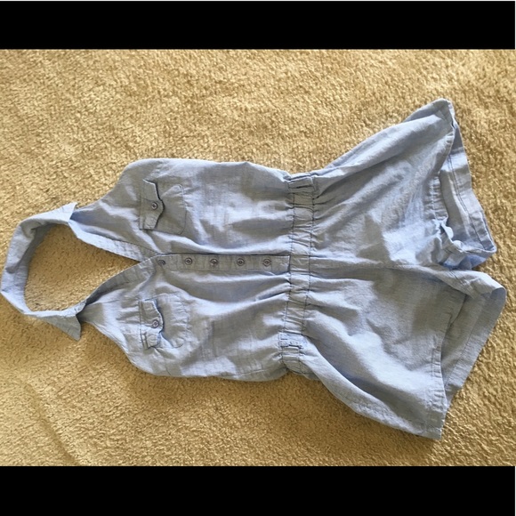 sleeveless striped v-neck button-up romper shorts - Picture 2 of 7